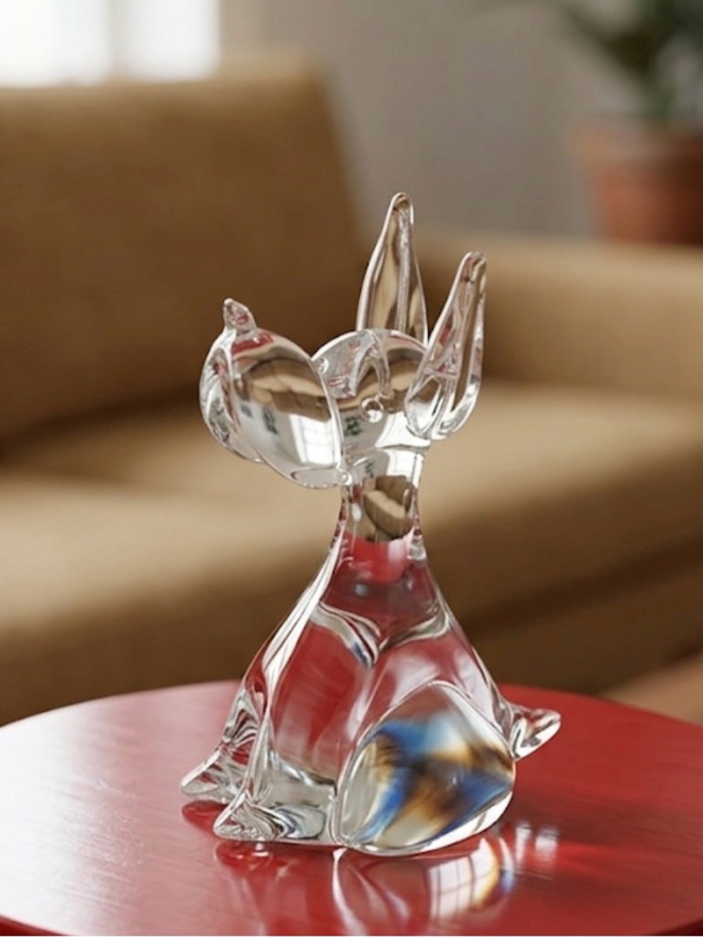 Vintage Eneryda Glasbruk crystal glass dog figurine,